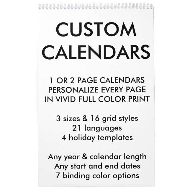 Calendrier personnalisé d'une seule page 17 po x 1 (Protection)