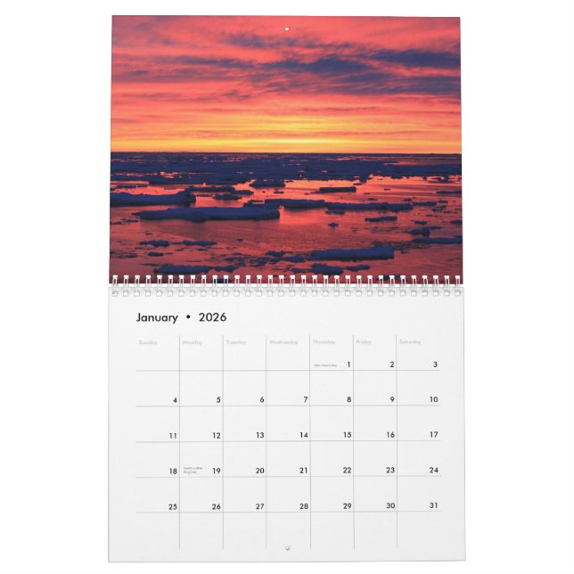 Calendrier Phénomène naturel en Antarctique (Jan 2026)