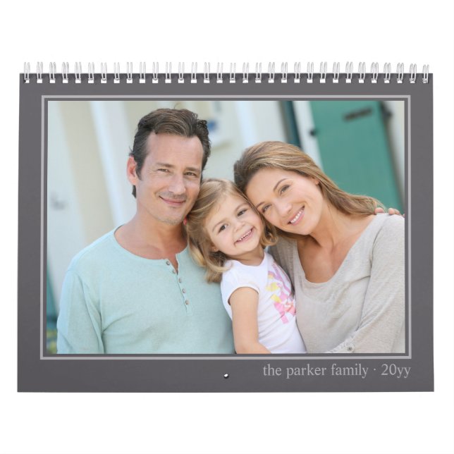 Calendrier photo 2024 avec photo par mois Gris (Protection)