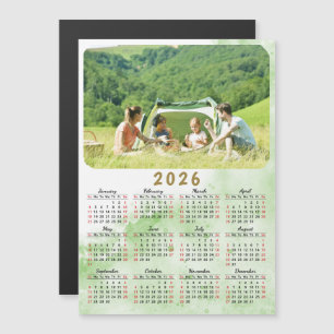 Calendrier photo 2025 Magnet Vert Nebula Rouge Noi