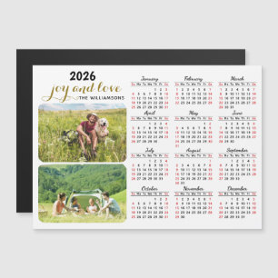 Calendrier photo 2026 Magnet blanc noir rouge pers