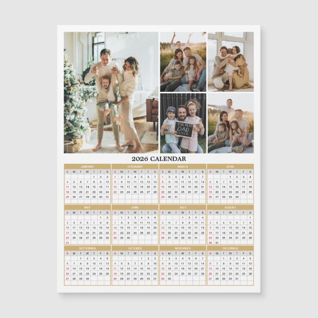 Calendrier photo de famille 2026 Carte magnétique (Devant)