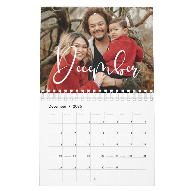 Calendrier Photo de famille de calligraphie moderne 2026 (Dec 2026)