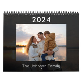 Calendrier photo de famille gris moderne 2024