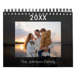 Calendrier photo de famille moderne Gris