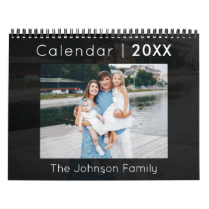 Calendrier photo de famille moderne noir