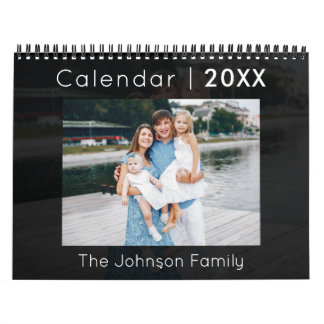 Calendrier photo de famille moderne noir