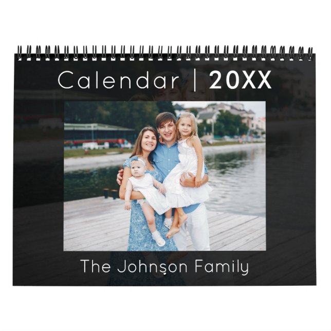Calendrier photo de famille moderne noir (Protection)