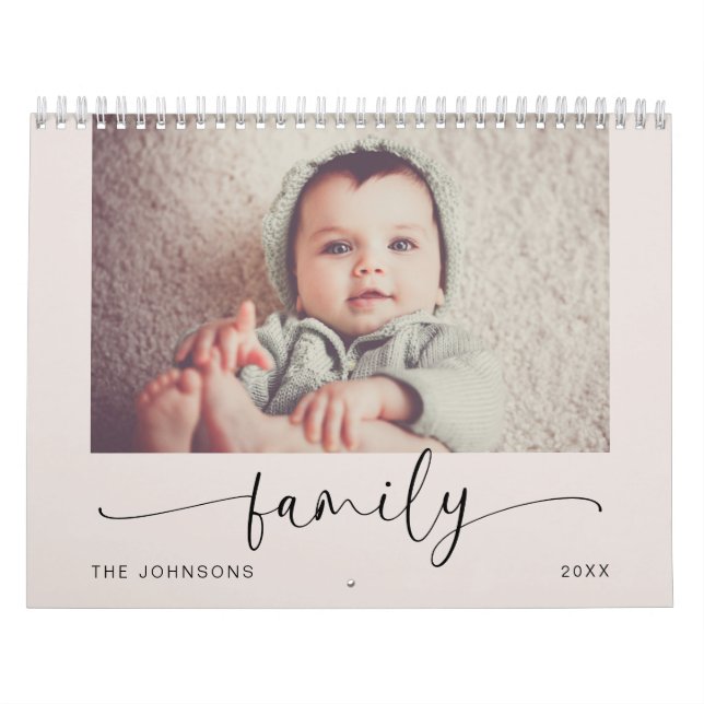 Calendrier photo de famille Pastel moderne (Protection)