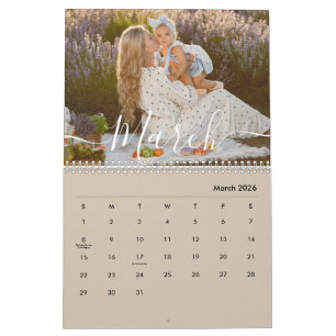 Calendrier Photo de famille personnalisée Taupe beige perso