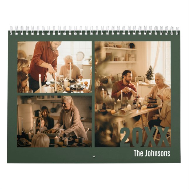 Calendrier photo de la famille verte moderne (Protection)