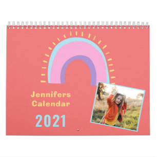 Calendrier photo d'un arc-en-ciel pastel amusant personnalis