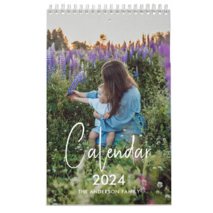 Calendrier Photo Familiale Simple Et Moderne 2024