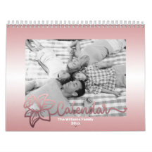 Calendrier photo famille, Fleur Rosegold modifiabl