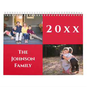 Calendrier photo famille rouge 20xx