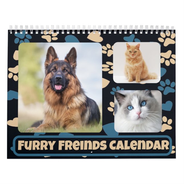 Calendrier photo personnalisé pour animaux de comp (Protection)