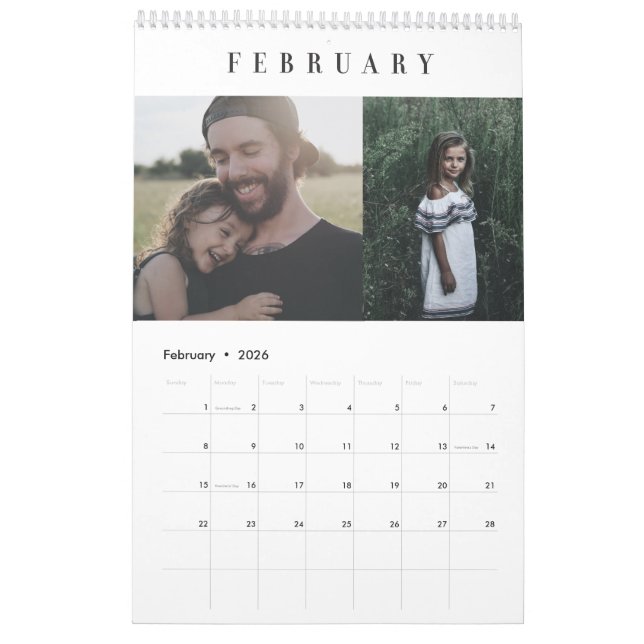 Calendrier photo personnalisé simple (Feb 2026)