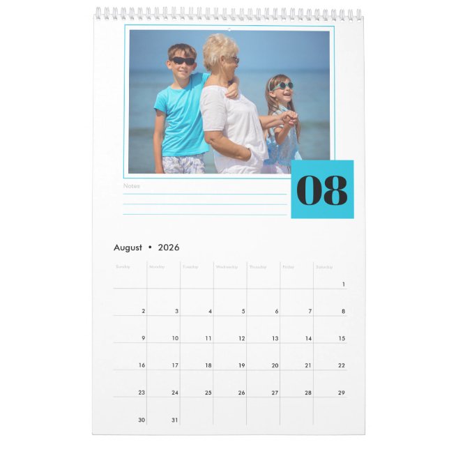 Calendrier Photo personnalisée et notes mensuelles Section 20 (Aug 2026)