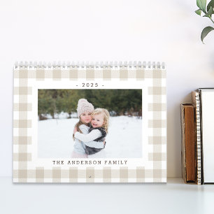 Calendrier Photo Rustique Beige Buffalo Check 2025