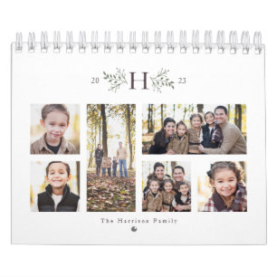 Calendrier Photo rustique de monogramme de collage de photo