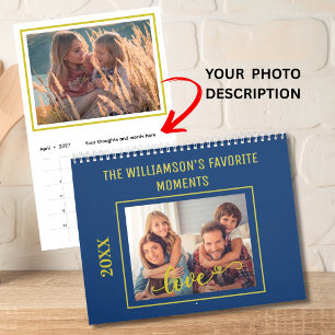 Calendrier Photos de famille mensuels 2027 Message mural 2 pa