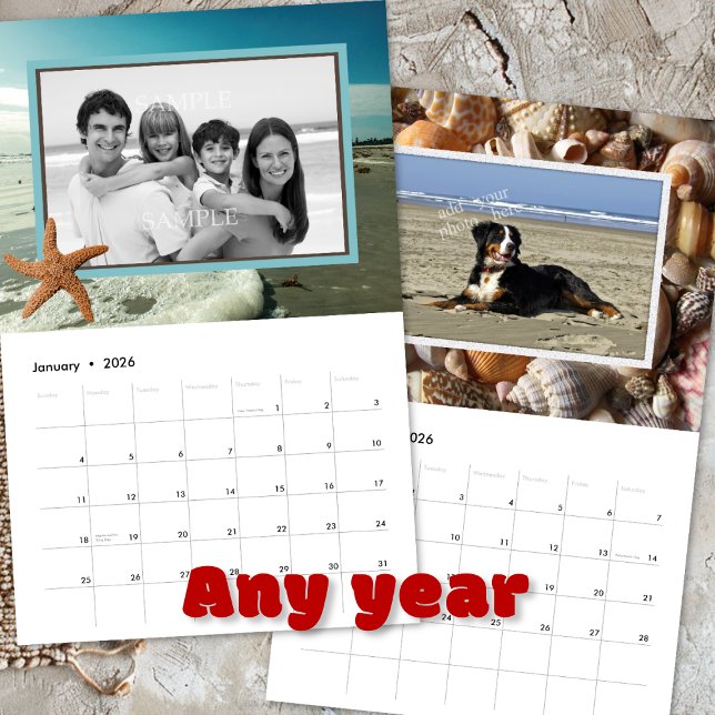 Calendrier Photos de famille Plage Vie Coquillages océaniques (Créateur téléchargé)