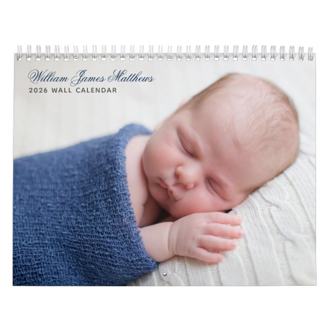 Calendrier Photos de nouveau-nés personnalisées Baby Boy 2026 (Protection)