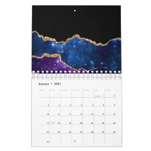 Calendrier Pierre Galaxie Agate Marbrée Fausse Étincelante Br
