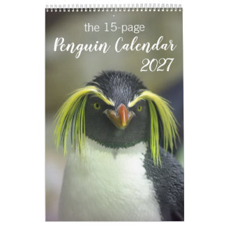 Calendrier Pingouin 15 Mois avec Descriptions 2027