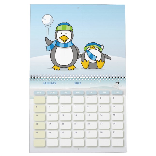 Calendrier Pingouins à neige (Jan 2026)