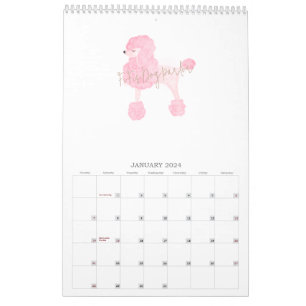 Calendrier Pink Chien Affaires personnalisées