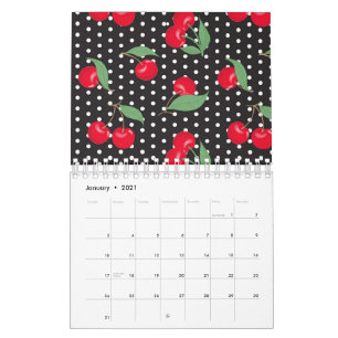 Calendrier Poitrines rouges Feuilles blancs noirs