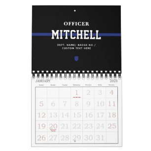 Calendrier Policier personnalisé Ligne Bleue Mince