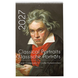 Calendrier Portraits Classiques de 12 Compositeurs, 2027