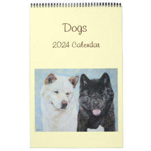 Calendrier portraits originaux peintures de chiens 2024