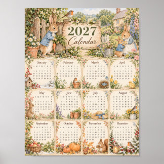 Calendrier Poster 2027 - Lapin dans le jardin de c