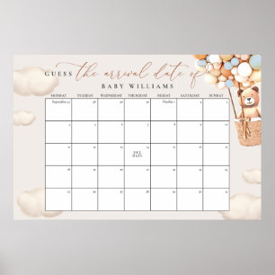 Calendrier pour deviner la date prévue Poster Ours