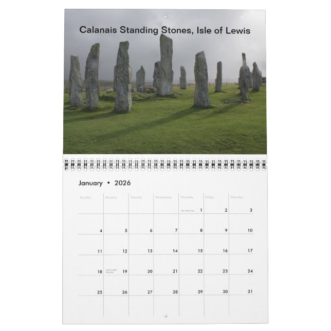 Calendrier pour l'Écosse et l'Irlande 2015 (Jan 2026)