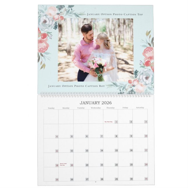 Calendrier Première année des jeunes mariés | Collage photo M (Jan 2026)