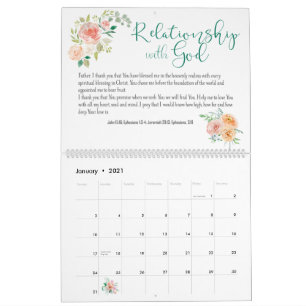 Calendrier Prière de verset biblique floral personnalisé