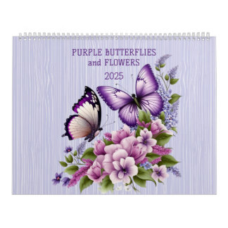 CALENDRIER PURPLE BUTTERFLIES ET FLEURS 2025