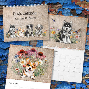 Calendrier Races de chiens dans les fleurs sauvages Calendrie