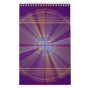 Calendrier Rayons lumineux colorés, Trippy Abstrait et psyché