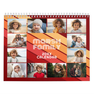 Calendrier Rayure Rétro Photo Complète Chaque Mois