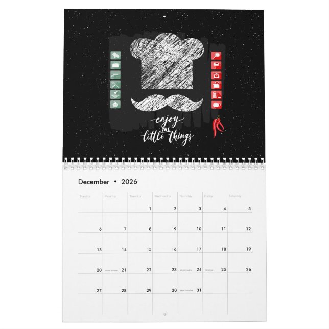 Calendrier Real Men Cook avec citations (Dec 2026)