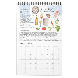 Calendrier Recette de famille Héritage Garde-mémoire   Aquare