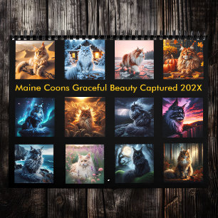 Calendrier Regal Maine Coons : Beauté gracieuse capturée 202X