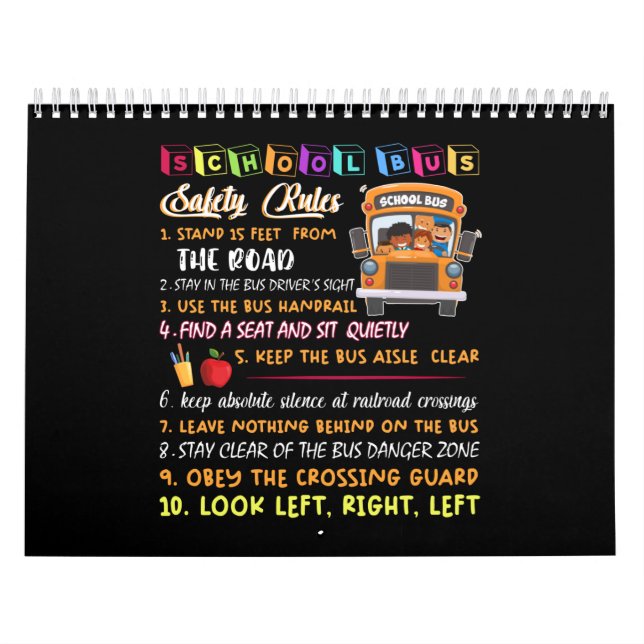 Calendrier règles de sécurité des autobus scolaires (Protection)