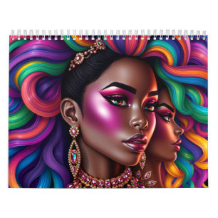 Calendrier reine noire mélanine femme afro-américaine sista