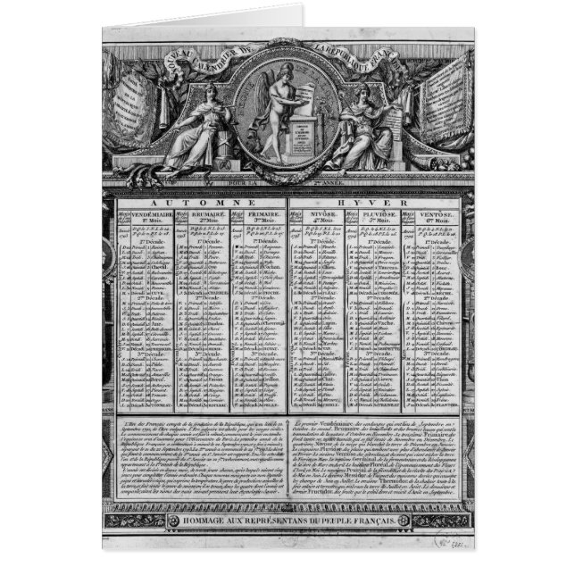 Calendrier républicain, le 22 septembre 1793 (Devant)